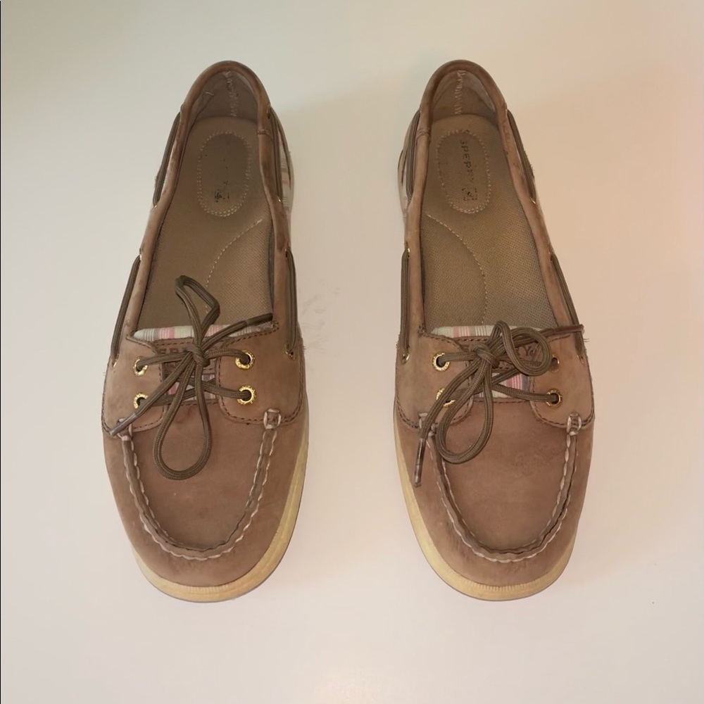 Sperry Top Sider Brown Pink Stripe Boat